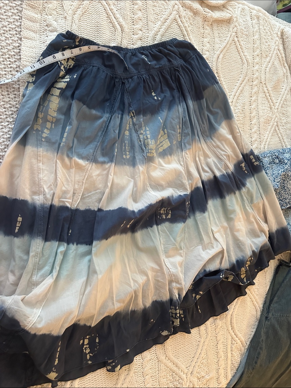 J. Jill Blue and White Tie-Dye Circle Skirt